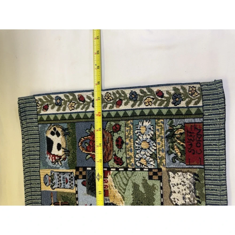 Hen Rooster Placemats Set Of 4 Woven Tapestry  & Large Table Runner 12